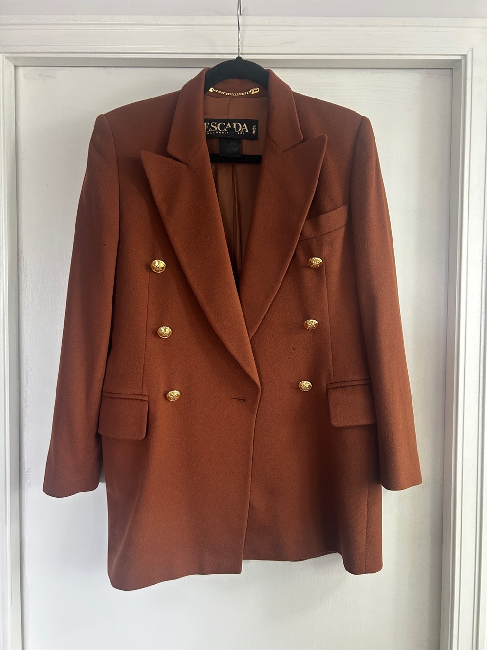 Escada Rust Brown Double-Breasted Blazer Jacket